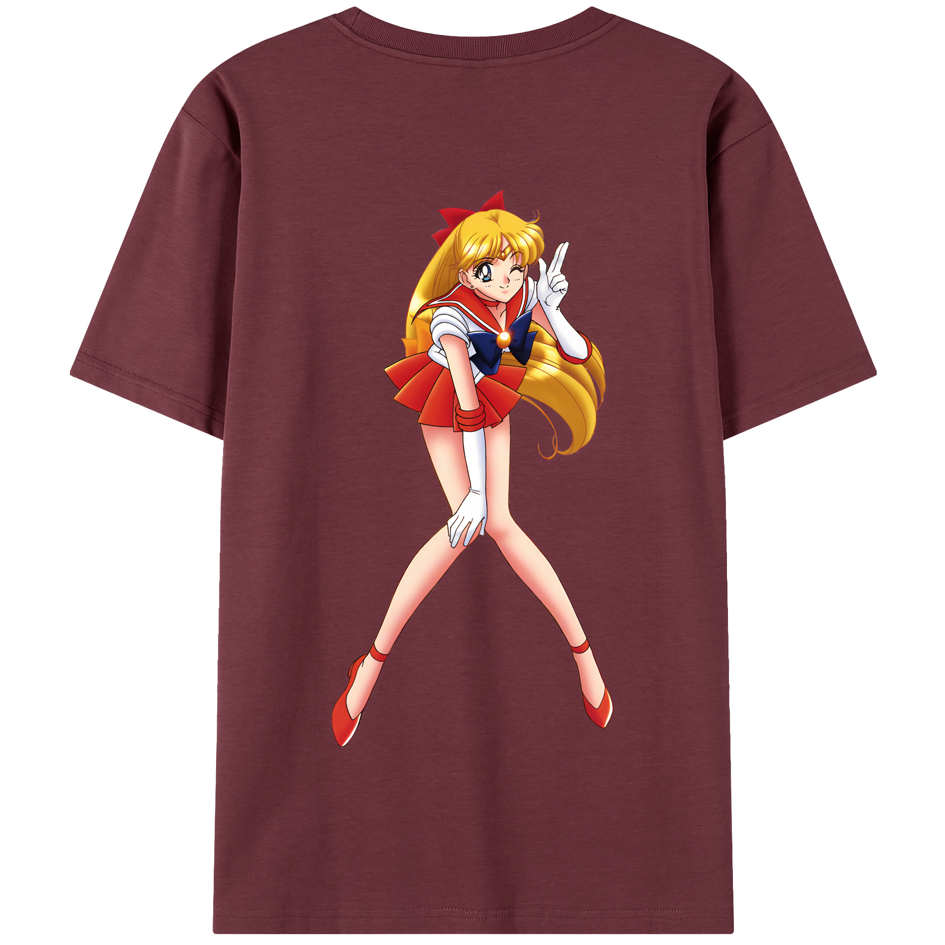 （画像用） 美少女戦士セーラームーン 愛野 美奈子 あいの みなこ Sailor Moon Aino Minako 綿100％半袖Tシャツ（背面プリント）